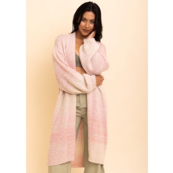 Sweaters - SOLD OUT Blush Pink Cozy Knit Ombre Longline Cardigan Sweater One Size